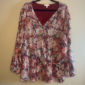 LC Lauren Conrad Floral Sequin Blouse Size 4X